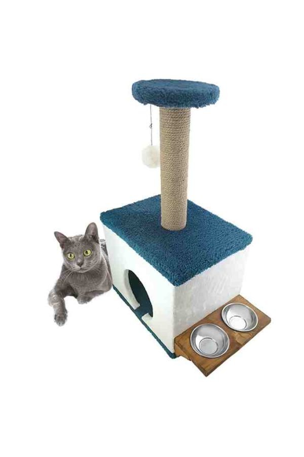 Cubic Cat House with Bowls - Image 3