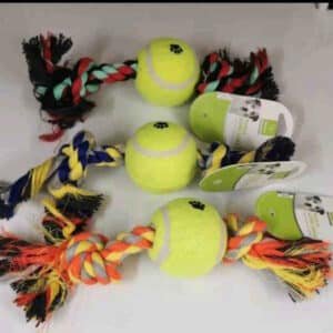 Double knotted rope tennis ball holder