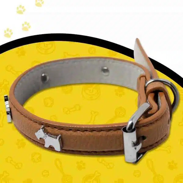 Collier pour chien en cuir avec ornements en métal – Image 2